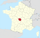 Lage des Departements Département Creuse Cruesa in Frankreich