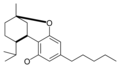 Kannabinoidlerin izo -CBN tipi siklizasyonunun kimyasal yapısı.