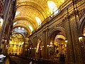 Interior of La Compañía Church in the Historic Center of Quito