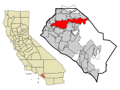 Anaheim Orangen piirikunnan kartalla.