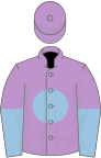 Mauve, light blue disc, halved sleeves