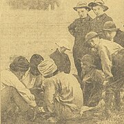 Photograph titled "Lord Cheylesmore & the boy Army at Bisley. Watching the Sikhs playing chess." Published in the Daily Mirror on Saturday 4 August 1906.jpg
