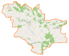 Mapa konturowa powiatu śremskiego, po prawej nieco na dole znajduje się punkt z opisem „Sebastianowo”