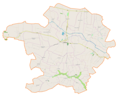 Mapa konturowa gminy Skalbmierz, na dole nieco na prawo znajduje się punkt z opisem „Boszczynek”