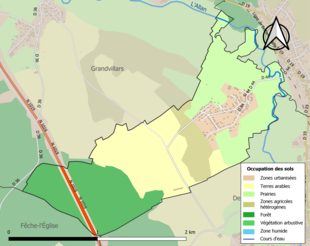 Carte en couleurs présentant l'occupation des sols.