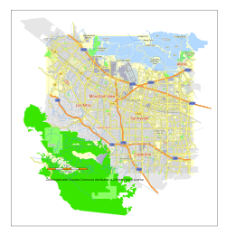 Mountain View city map, California, U.S.