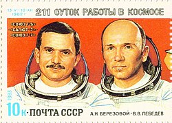 Beresowoi (links) und Lebedew als Briefmarkenbild.