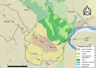 Carte en couleurs présentant l'occupation des sols.