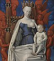 Madonna og barnet omgitt av engler (ca. 1450). Maleriet viser Karl VIIs elskerinne Agnès Sorel