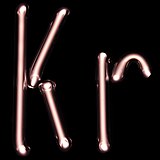 Valge gaasilahendustoru kujutab tähti K ja r