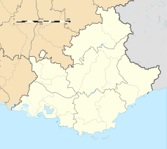 Mapa konturowa regionu Prowansja-Alpy-Lazurowe Wybrzeże, blisko centrum na lewo znajduje się punkt z opisem „Beaumettes”
