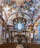 Bahagian dalam Wilhering Abbey (Wilhering, Austria), contoh seni bina Rococo.