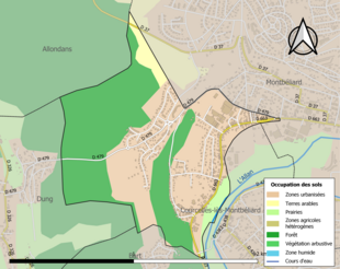 Carte en couleurs présentant l'occupation des sols.