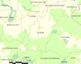 Mapa obce Louesme