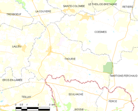 Mapa obce Thourie