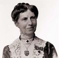 Clara Barton circa 1902 photographed in Saint Petersburg, Russia while attending the Seventh International Red Cross Conference. Cropped.