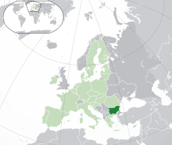 Kahamutang han  Bulgaria  (dark green) – ha kontinente nga Europeo  (green & dark grey) – ha the European Union  (green)  —  [Legend]