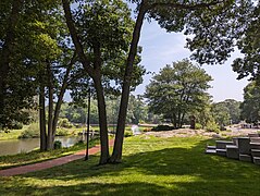 Lawn and memorial