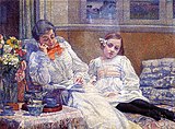 Théo Van Rysselberghe, 1899, gruaja e tij Maria dhe vajza Elisabeth