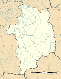 Mapa konturowa Cher, po lewej znajduje się punkt z opisem „Massay”