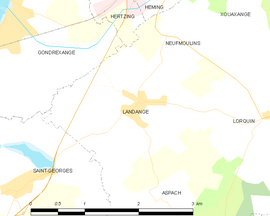 Mapa obce Landange
