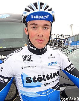 Mads Pedersen lors du départ de la Handzame Classic 2016 à Bredene.