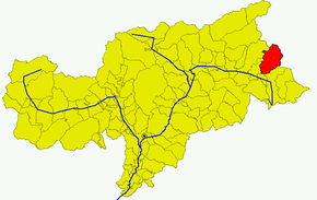 Poziția comunei în cadrul provinciei