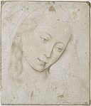 Rogier van der Weyden, Head of the Virgin, silverpoint on white prepared paper, Circa 1455-1464, Louvre, Paris. Friedrich Winkler and others think this was by van der Weyden himself, an attribution widely accepted today.[5] At the bottom there is an inscription mistakingly attributing it to Albrecht Dürer.