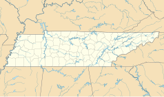 Mapa konturowa Tennessee, po lewej znajduje się punkt z opisem „Hollow Rock”