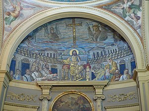 Mosaïque paléochrétienne de la basilique Santa Pudenziana de Rome, IVe – Ve siècle.