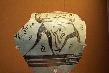 Mycenaean boxers, 1300–1250 BC, on a krater fragment