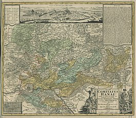Karta över Hanau från 1728
