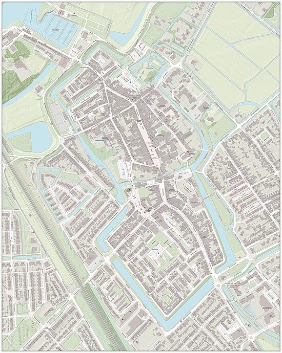 Kaart van het oude centrum van Culemborg.