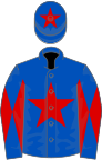 Royal blue, red star, diabolo on sleeves and star on cap