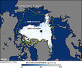 Image 62Sea cover in the Arctic Ocean, showing the median, 2005 and 2007 coverage (from Arctic Ocean)