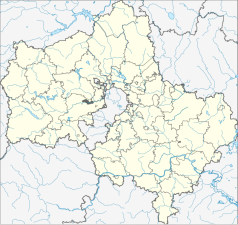 Mapa konturowa obwodu moskiewskiego, w centrum znajduje się punkt z opisem „Rieutow”
