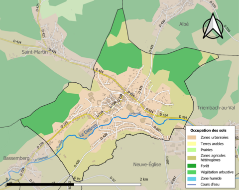 Carte en couleurs présentant l'occupation des sols.