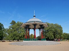 Clapham Common bandstand, a Grade II listed building, in 2023