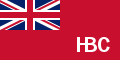 Drapeau original de la Compagnie de la Baie d'Hudson affirmant son appartenance à l'Empire britannique.
