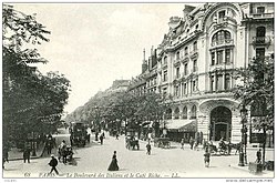 Le boulevard des Italiens et le Café Riche, vers 1890.