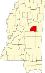 Map of Mississippi highlighting Winston County