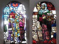 Ansfried en Hilsondis op ramen van de abdijkerk van Thorn
