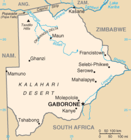 Mappa di Botswana