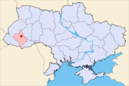 Staden och oblastets läge i Ukraina.