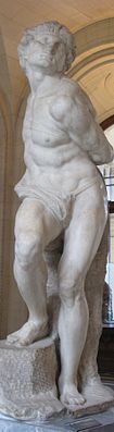 O Escravo rebelde do Museo do Louvre, de 215 cm de altura.