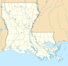 Mapa konturowa Luizjany, blisko centrum na prawo znajduje się punkt z opisem „Hammond”