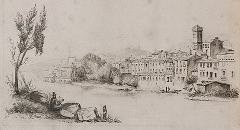 Orta San Giulio, Zeichnung von Charles Rouen, ca. 1868