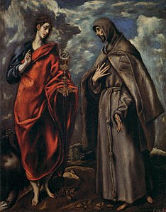 El Greco Sankta Johano kaj Sankta Francisko, 110 x 86 cm.