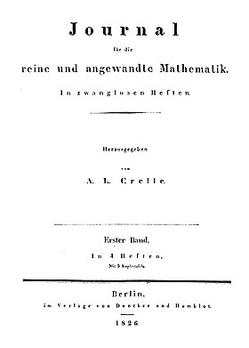 Image illustrative de l’article Journal für die reine und angewandte Mathematik