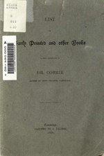 Miniatura para Archivo:List of early printed and other books in the possession of Dr. Corrie (IA listofearlyprint00cambiala).pdf